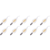 Lighto | LED Filament | Small Socket E14 | Candle Tip | Clear | 35mm | 4W | Pack of 10