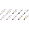 Lighto | LED Filament | Small Socket E14 | Twisted Candle Bulb | Clear | 35mm | 2W | Pack of 10