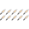 Lighto | LED Filament | Small Socket E14 | Candle Bulb | Clear | 35mm | 4W | Pack of 10