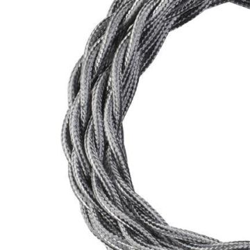 Bailey textile cable twisted 2x0,75mm metallic silver 3m
