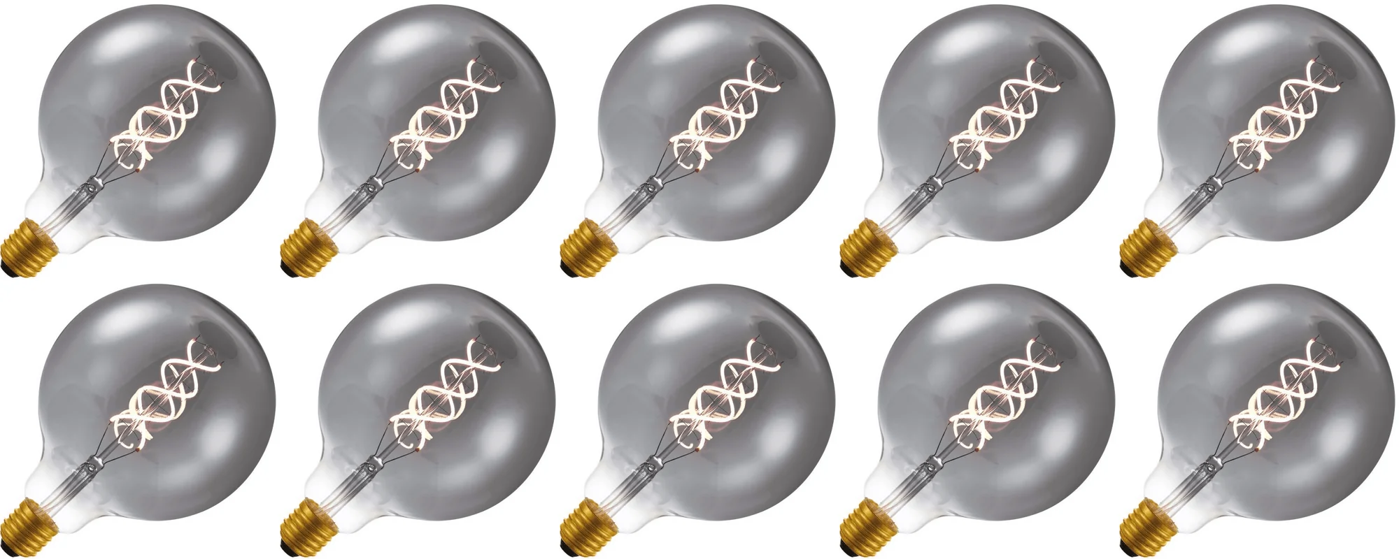 Lighto | LED Filament | Large Socket E27 | Globe Lamp | Gold | 125mm | 5W | Pack of 10