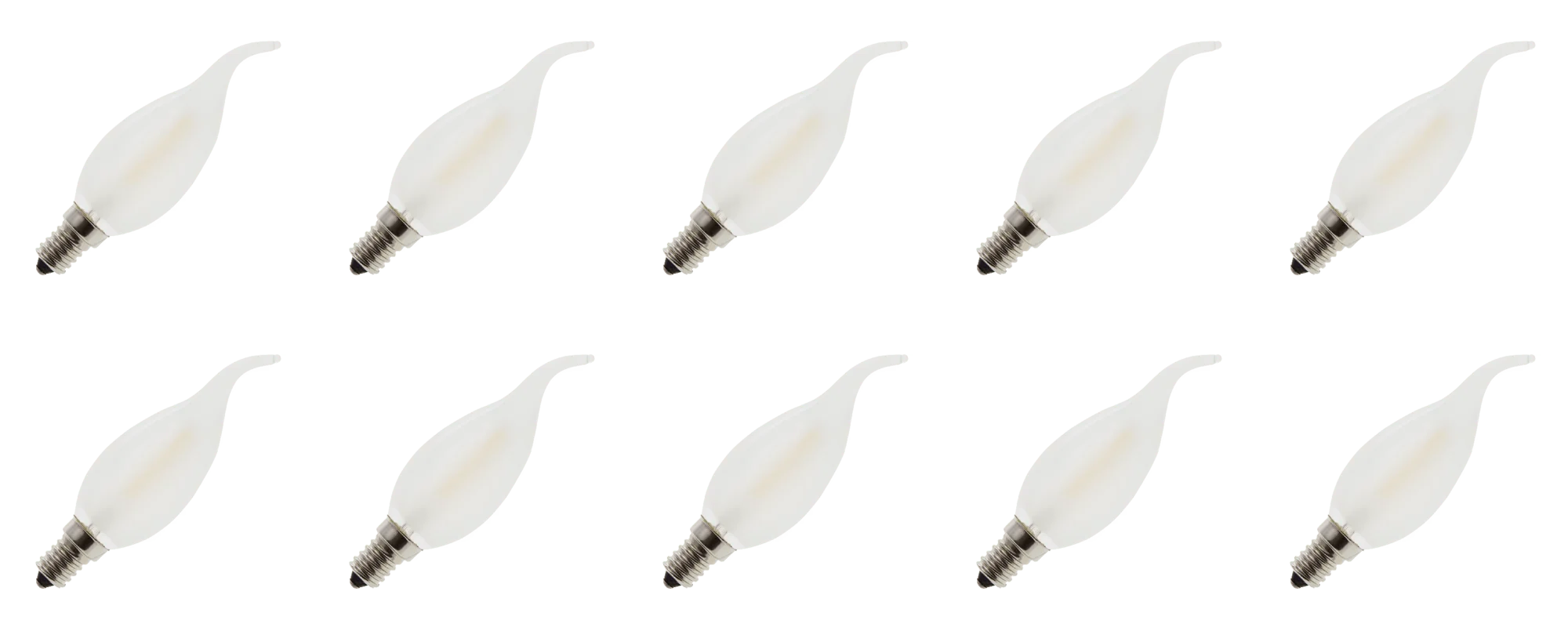 Lighto | LED Filament | Small Socket E14 | Candle Tip Lamp | Clear | 35mm | 2W | Pack of 10