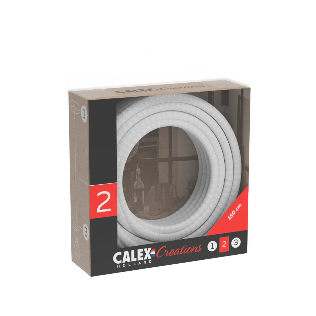 Calex | Textile Wrapped Cable | 2x0.75mm² | 1.5M | White | 60W