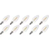 Lighto | LED Filament | Small Socket E14 | Twisted Candle Bulb | Clear | 35mm | 2W | Pack of 10
